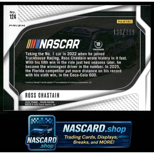 2025 Panini Prizm #124 Ross Chastain Blue #/199