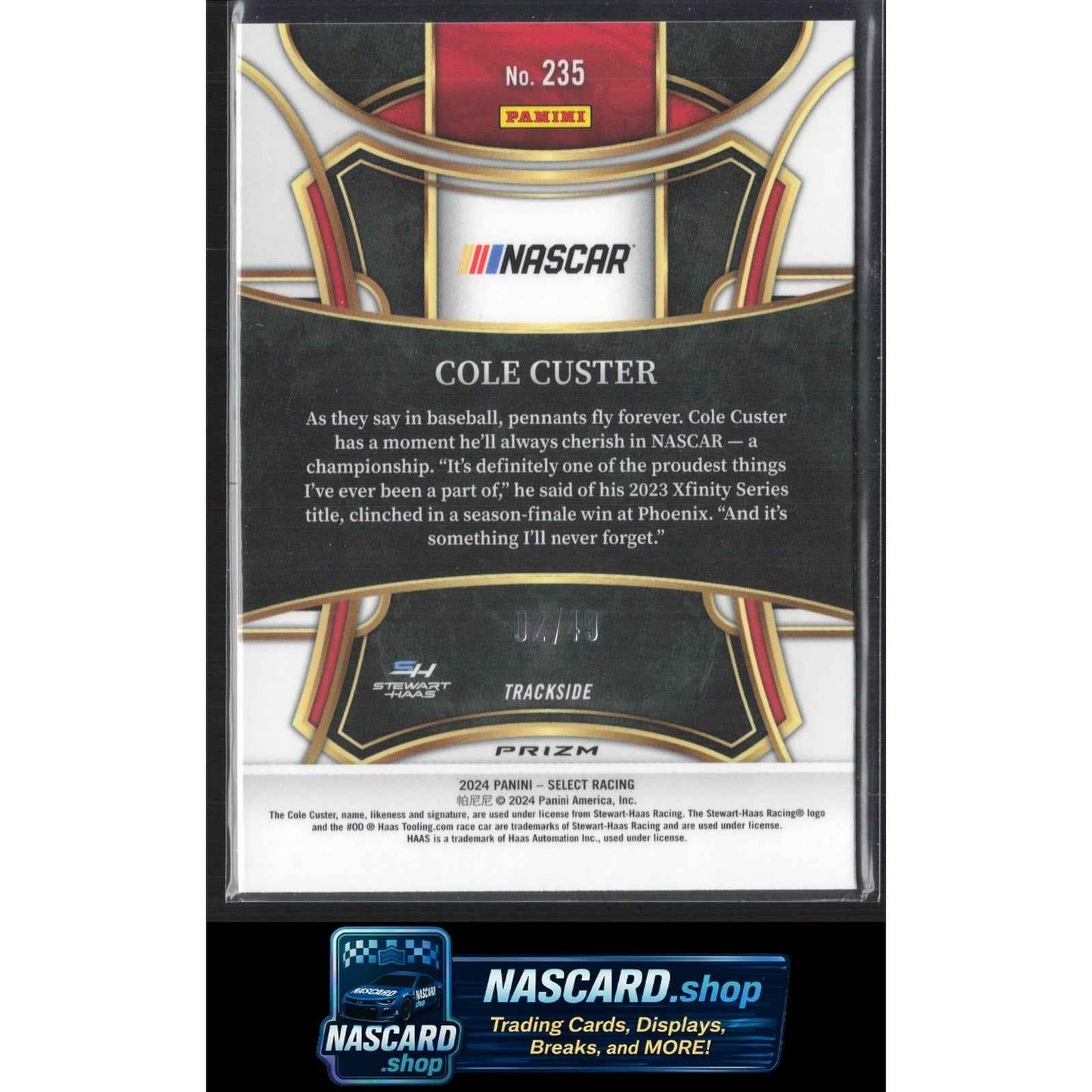 2024 Panini Select #235 Cole Custer Black and Blue Prizms #/49