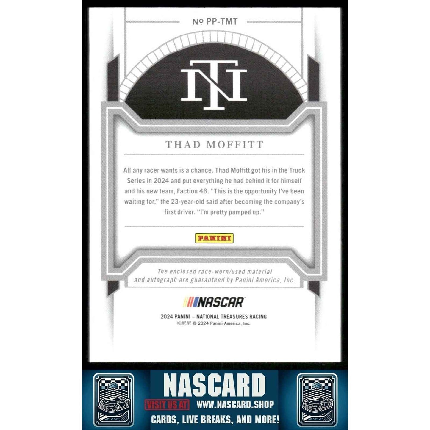 2024 Panini National Treasures #PP-TMT Thad Moffitt Premium Patches Holo Silver