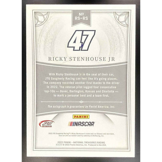 2022 Panini National Treasures Ricky Stenhouse Jr Retro Signatures Holo Gold /10