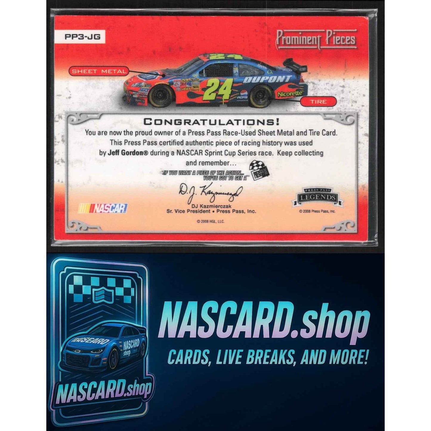 2008 Press Pass Legends Jeff Gordon Prominent Pieces Metal-Tire Bronze #/99