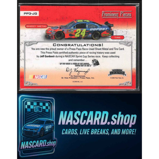 2008 Press Pass Legends Jeff Gordon Prominent Pieces Metal-Tire Bronze #/99