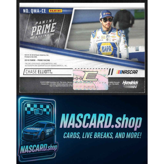 2018 Panini Prime #QMA-CE Chase Elliott Quad Materials Autographs #09/25