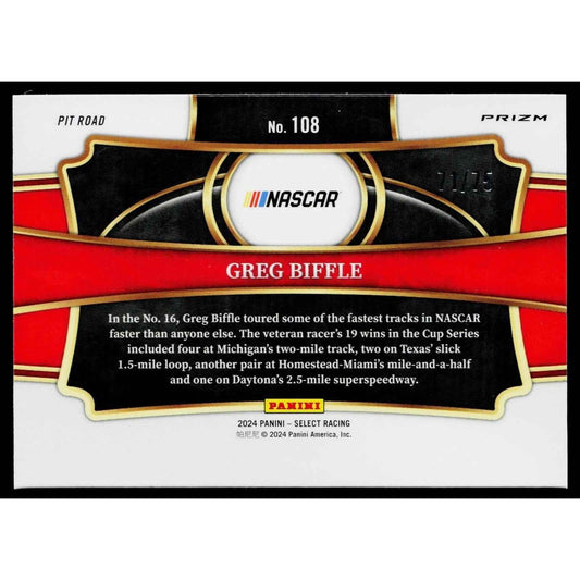 2024 Panini Select #108 Greg Biffle Purple Prizms #/75