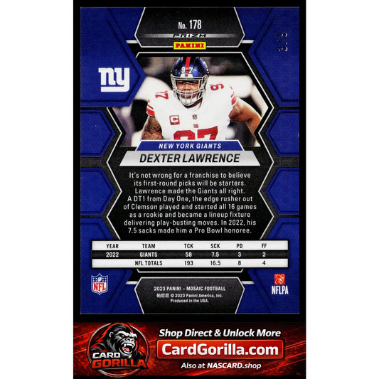 2023 Panini Mosaic #178 Dexter Lawrence Red Wave Mosaic #/9