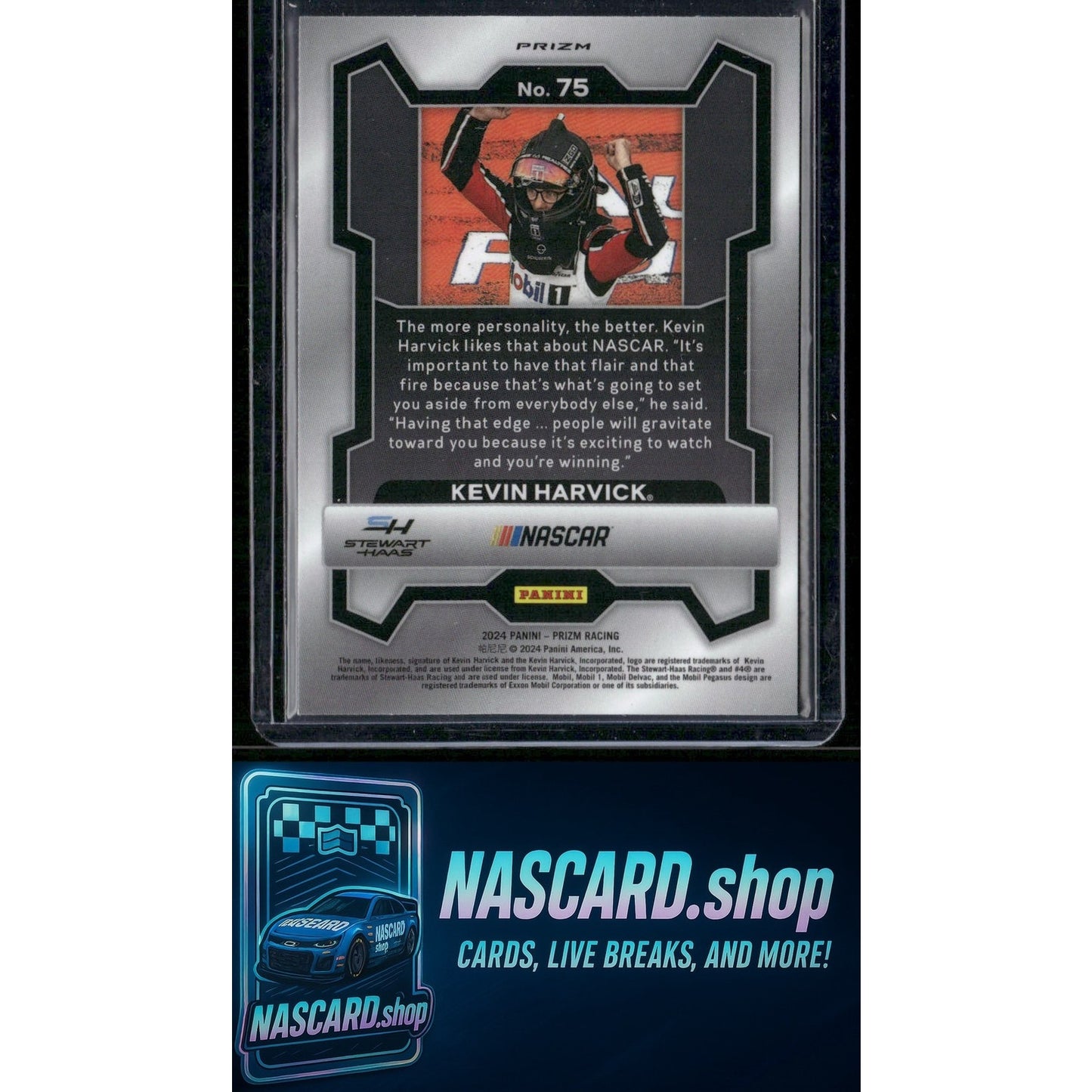2024 Panini Prizm #75 Kevin Harvick White Sparkle