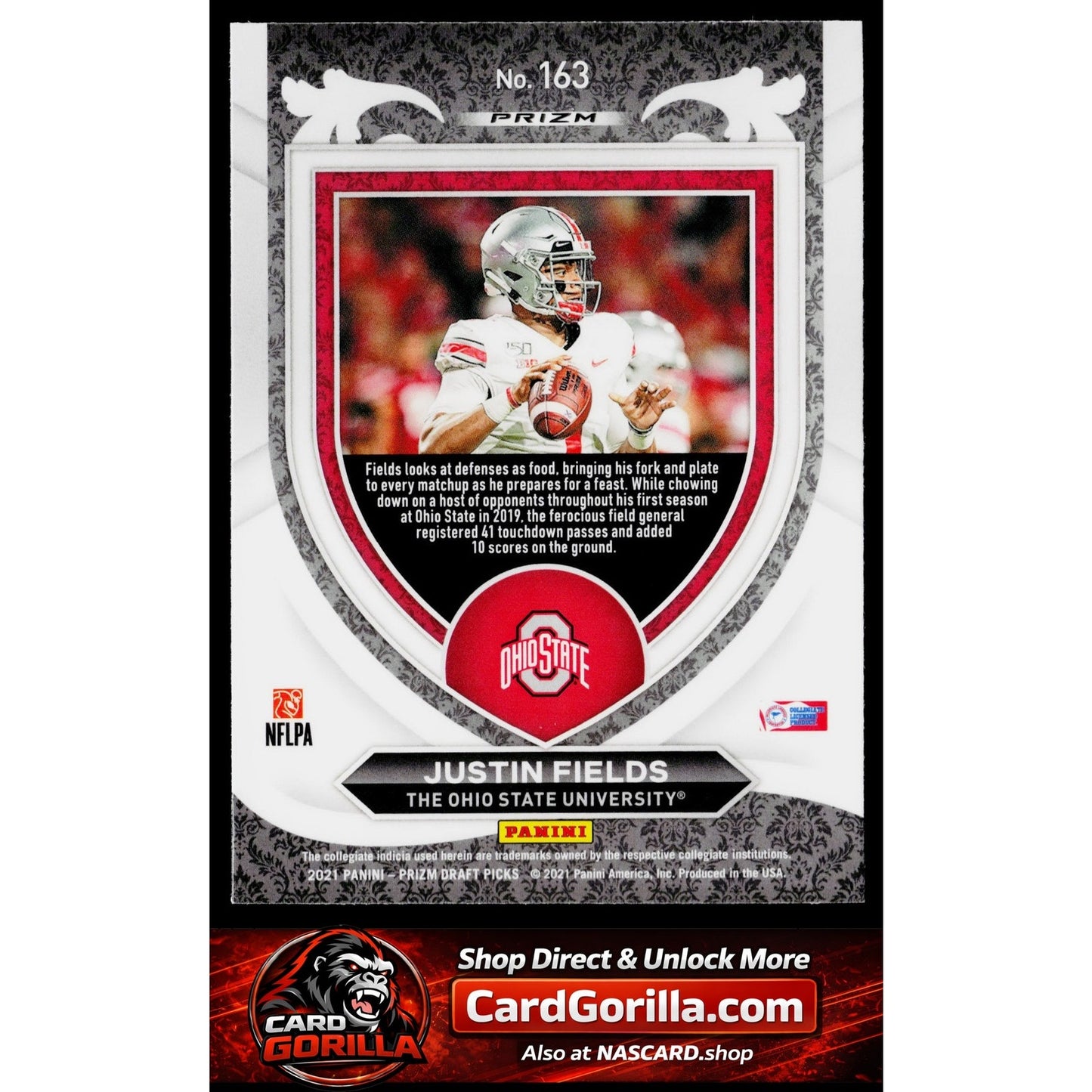 2021 Panini Prizm Draft Picks Collegiate #163 Justin Fields Gold Ice