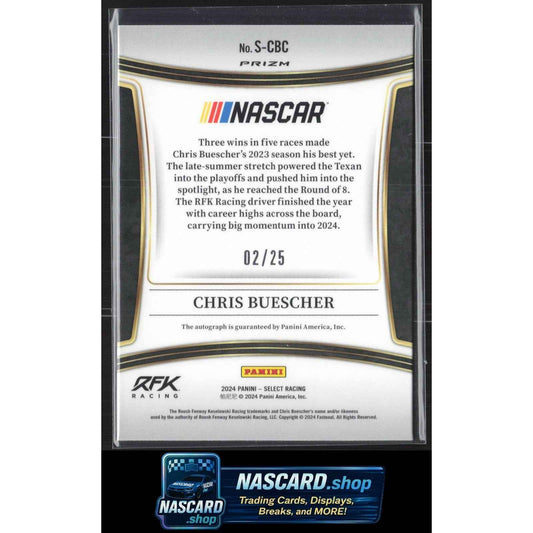 2024 Panini Select #S-CBC Chris Buescher Signatures Tie-Dye Prizms #/25