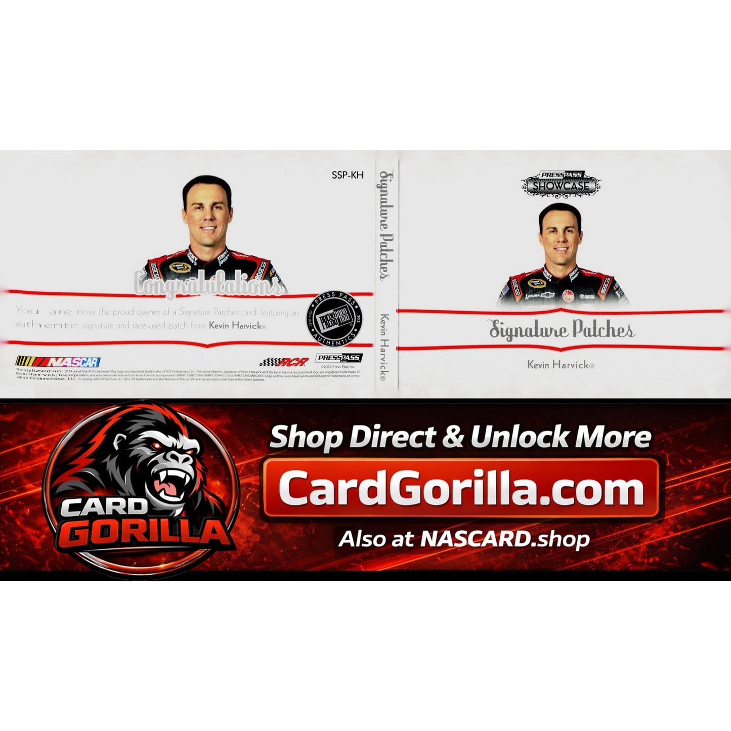 2013 Press Pass Showcase Kevin Harvick Jumbo Jimmy Johns Patch Booklet #1/1