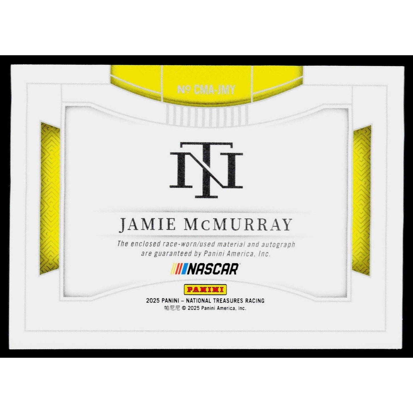 2025 Panini National Treasures Jamie McMurray Colossal Material Auto #/99