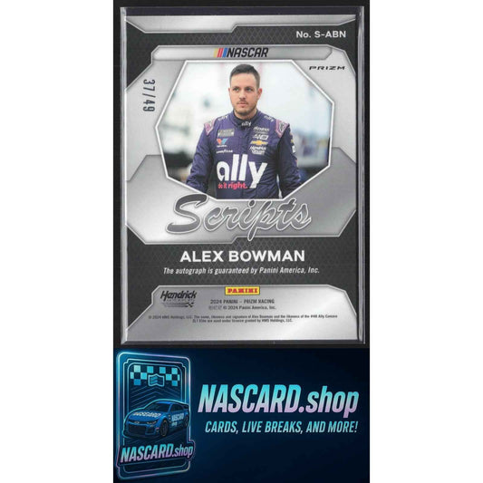 2024 Panini Prizm #S-ABN Alex Bowman Scripts Blue #/49