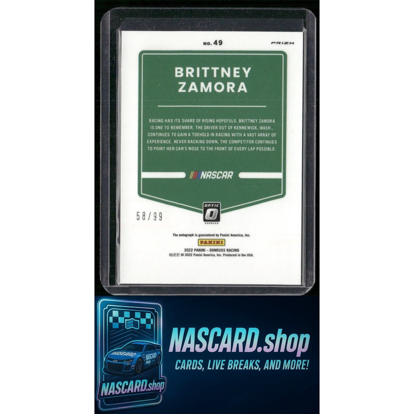 2022 Donruss #49 Brittney Zamora Optic Signatures Holo #/99