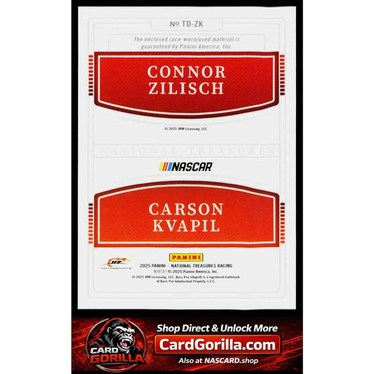 2025 National Treasures Connor Zilisch Carson Kvapil Team Duals Holo Silver #/30