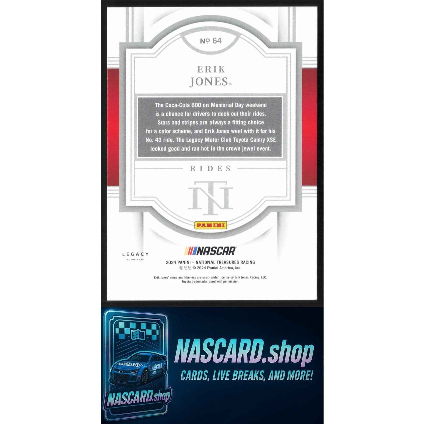 2024 Panini National Treasures #64 Erik Jones Stars And Stripes #/13