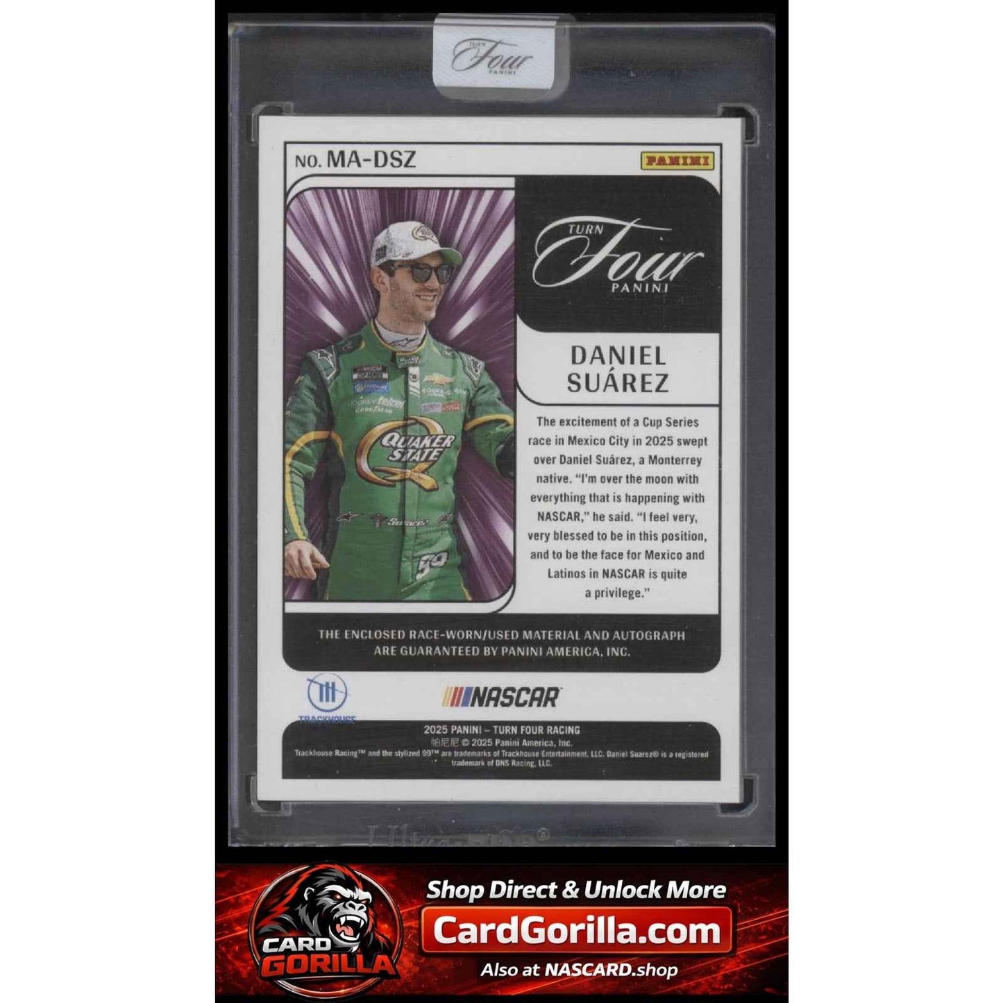 2025 Panini Turn Four #MA-DSZ Daniel Suarez Memorabilia Autographs #/99