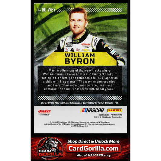 2023 Panini Prime #RU-WBY William Byron Race Used Firesuits #/99