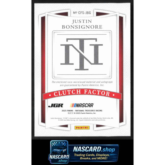 2025 National Treasures Justin Bonsignore Clutch Factor Signatures Holo Gold /10