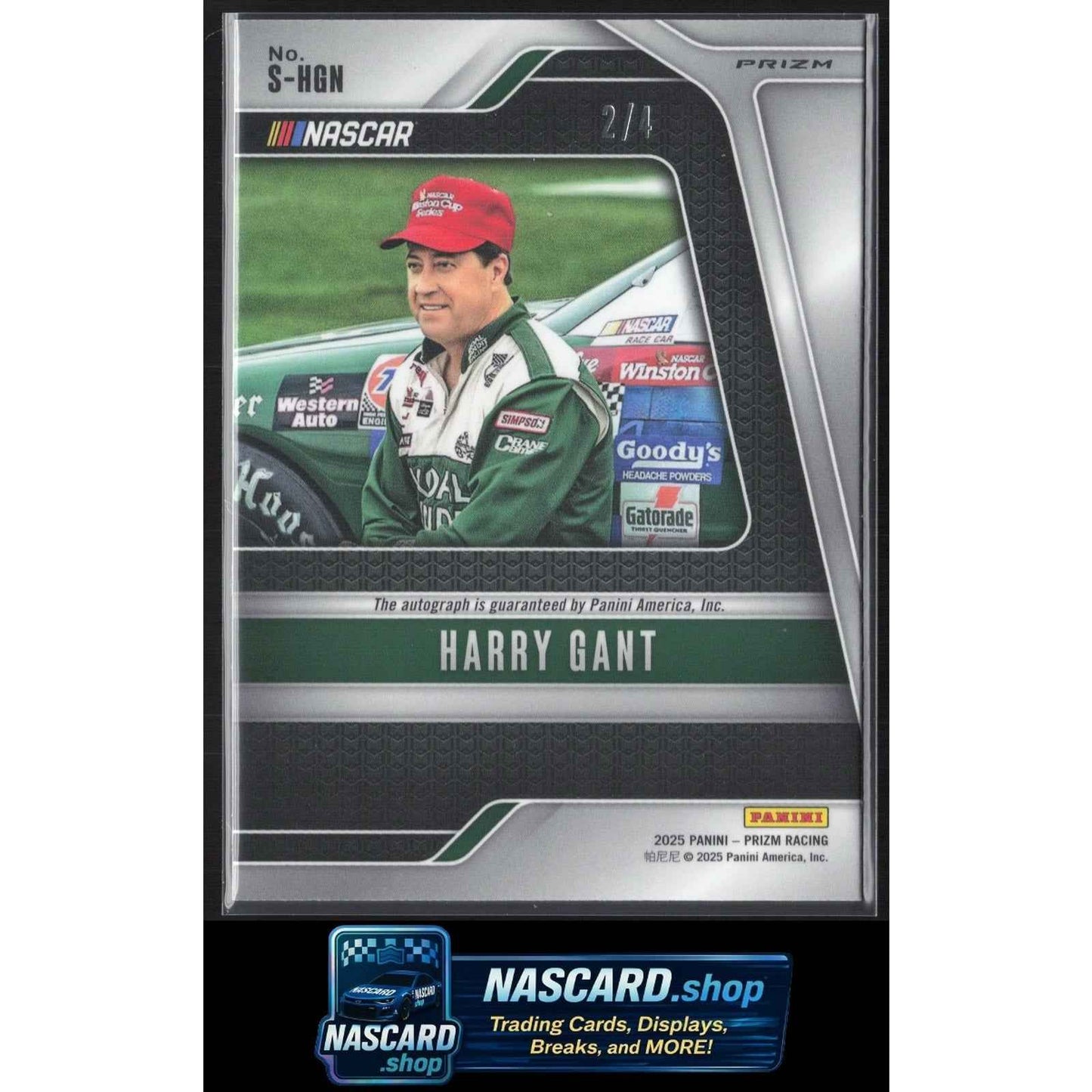 2025 Panini Prizm #S-HGN Harry Gant Scripts Blue Shimmer #/4