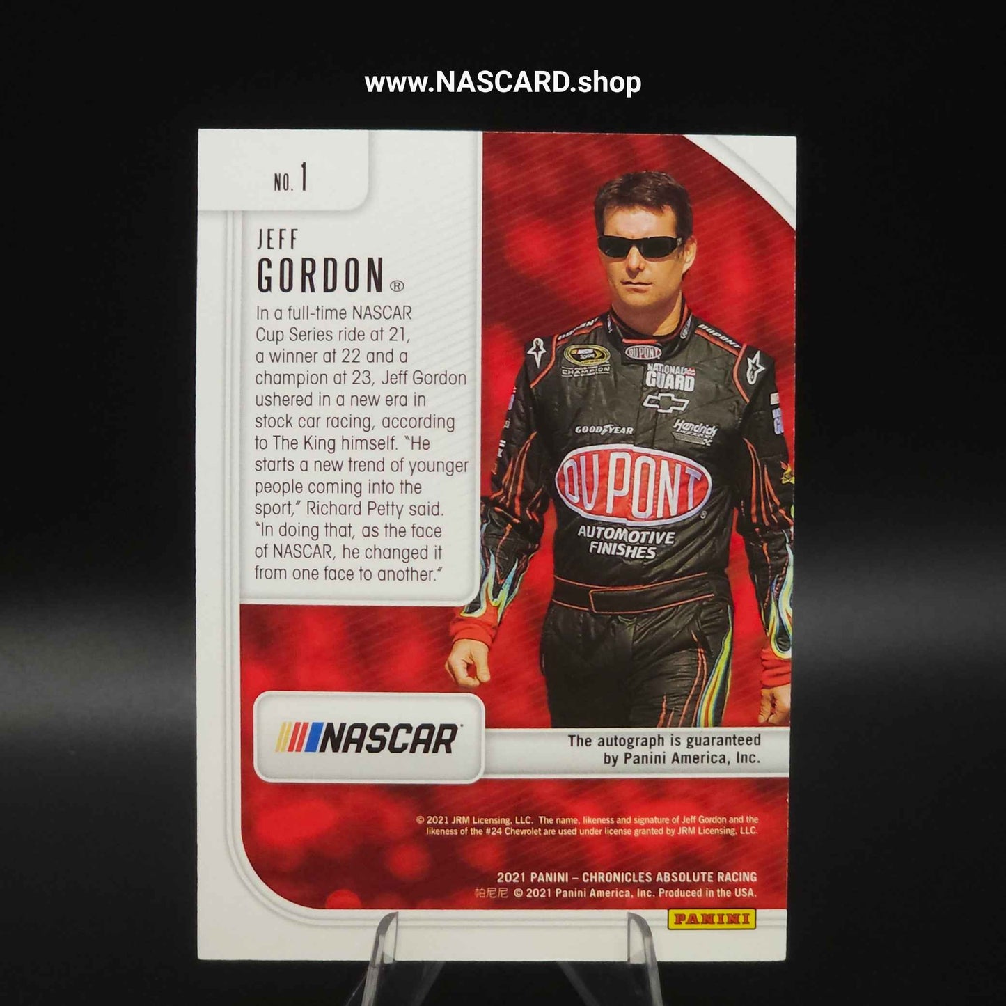 2021 Panini Chronicles Absolute Autographs Gold #1 Jeff Gordon 5/5 - NASCARD.shop