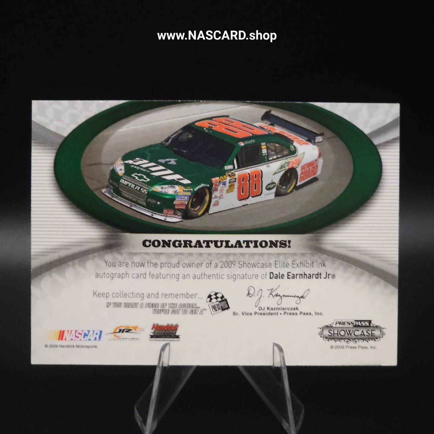 2009 Press Pass Showcase Elite Exhibit Ink Green Dale Earnhardt Jr. 1/5 - NASCARD.shop