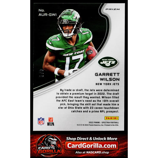 2022 Panini Spectra #AUR-GWI Garrett Wilson Rookie Aura Neon Splatter #/8