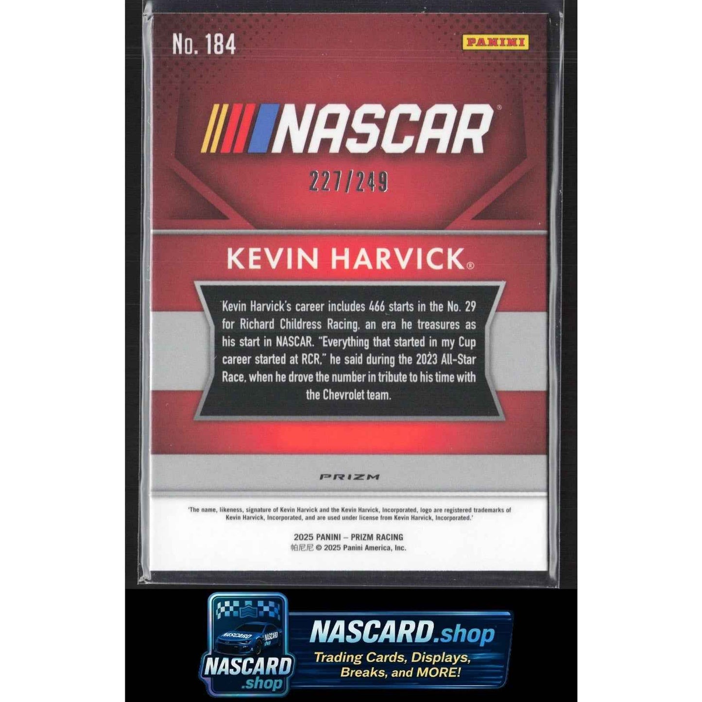 2025 Panini Prizm #184 Kevin Harvick Red #/249