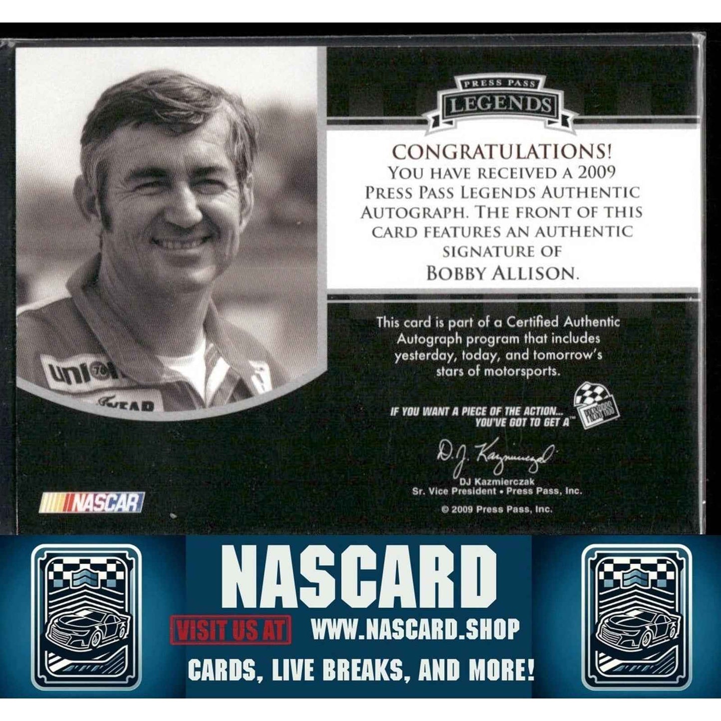 2009 Press Pass Legends Authentic Autograph Bobby Allison /45 - NASCARD.shop