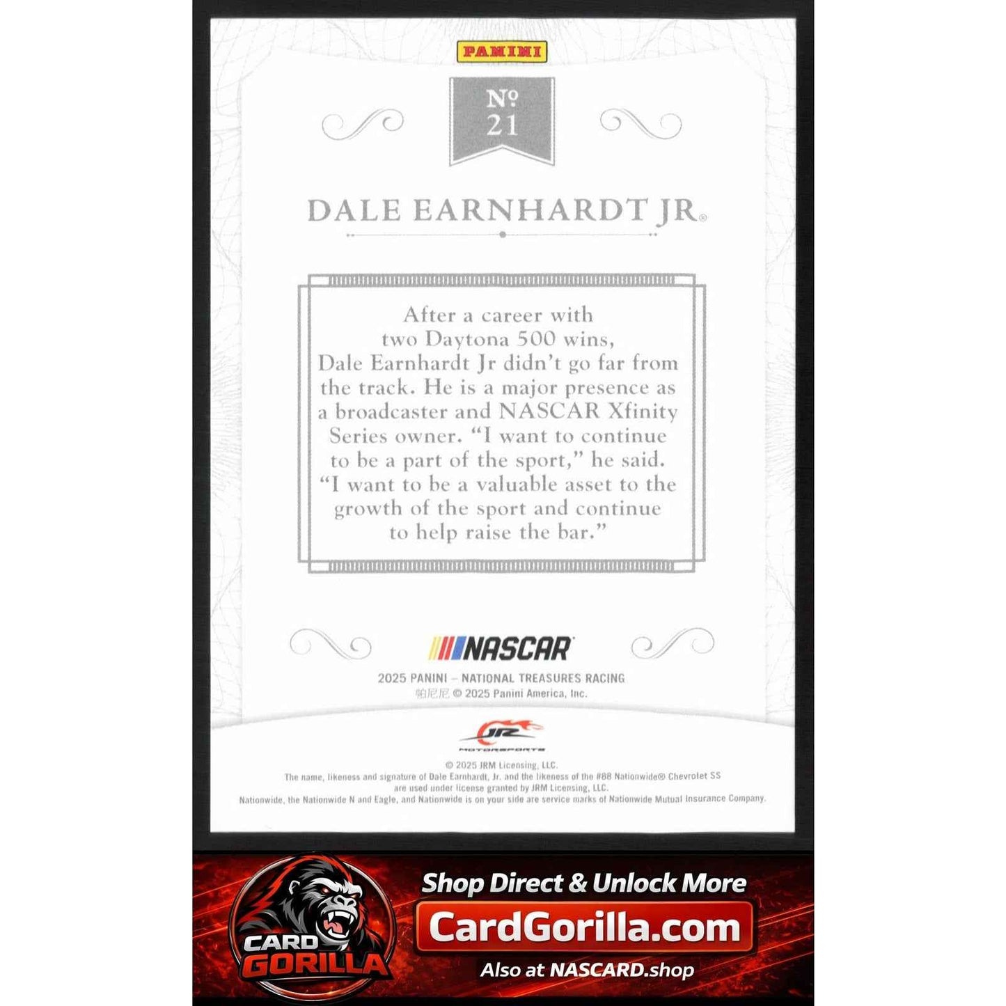 2025 National Treasures #21 Dale Earnhardt Jr 2016 Throwback Holo Silver /25