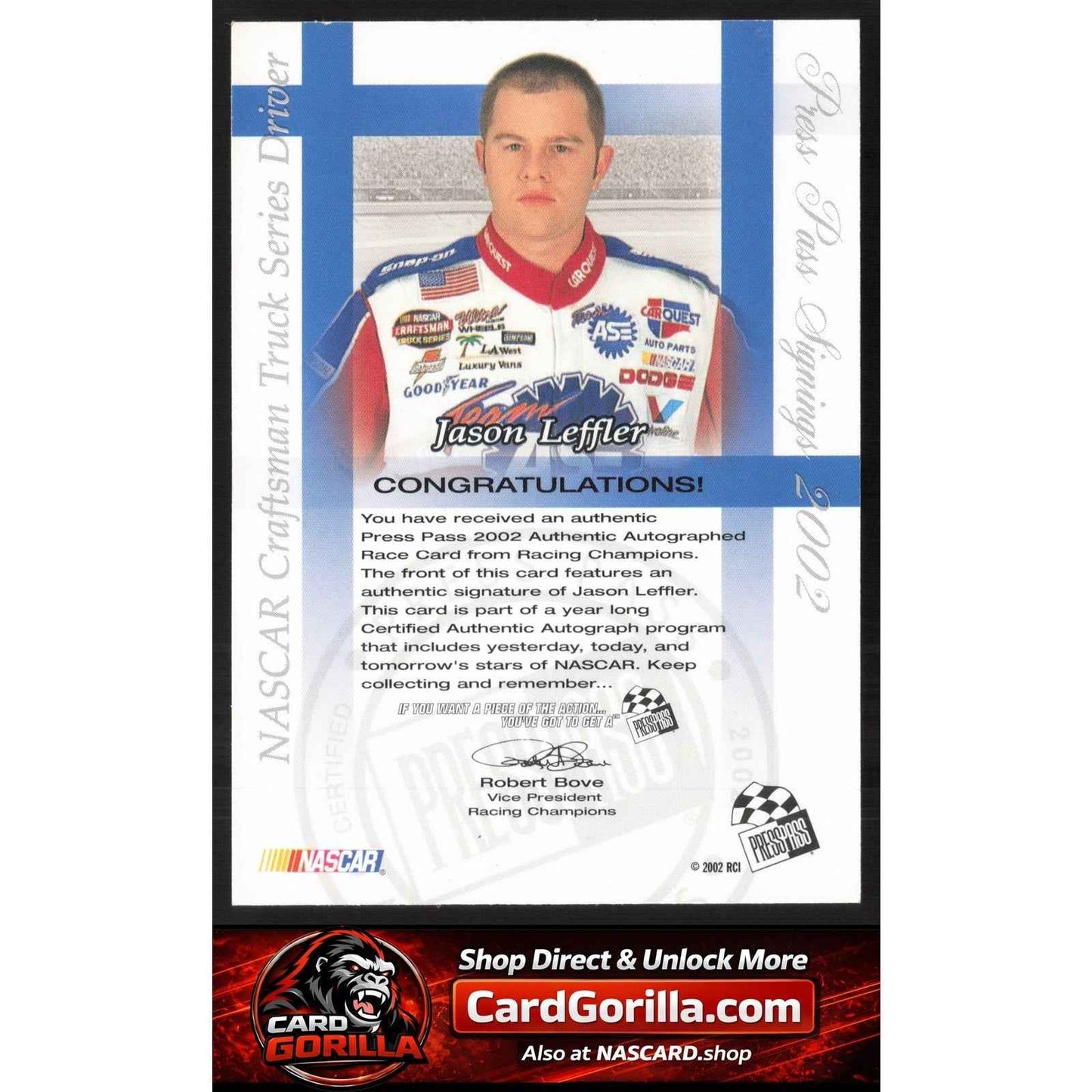2002 Press Pass #NNO Jason Leffler Signings