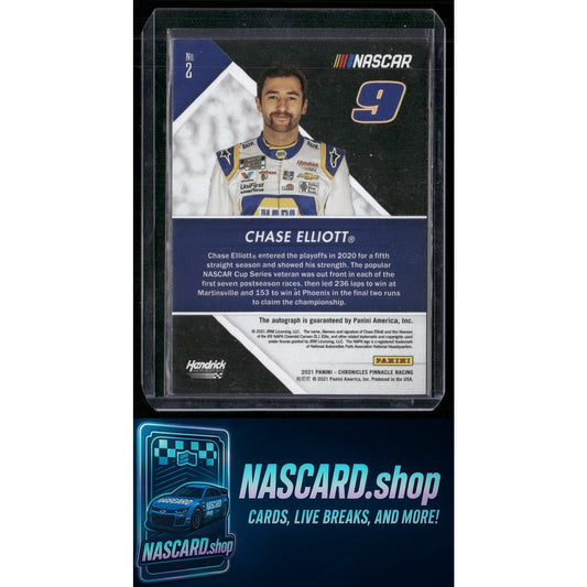 2021 Panini Chronicles #2 Chase Elliott Pinnacle Autographs Purple #09/10 - NASCARD.shop