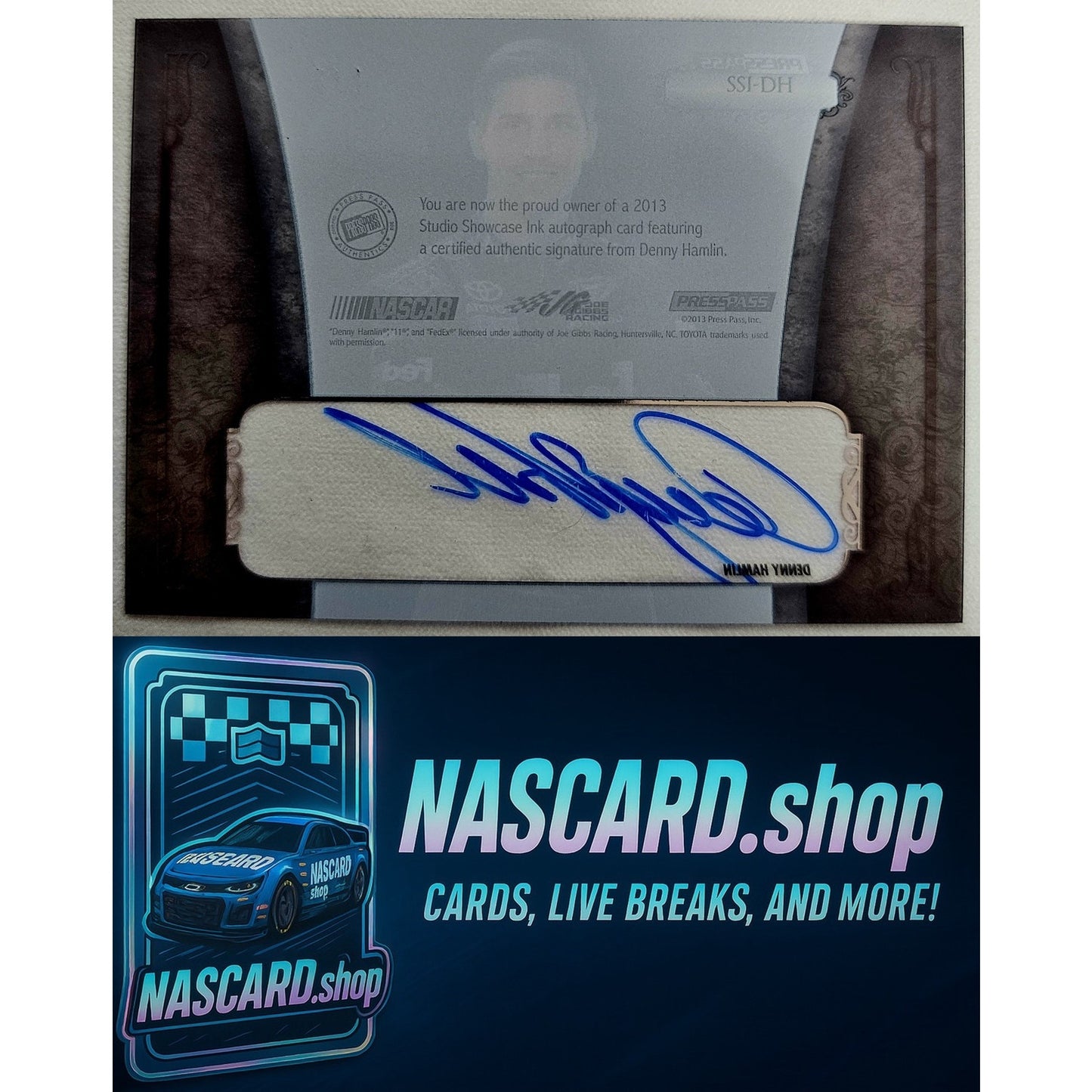 2013 Press Pass Showcase #SSI-DH Denny Hamlin Studio Showcase Ink Red #/5 - Card Gorilla