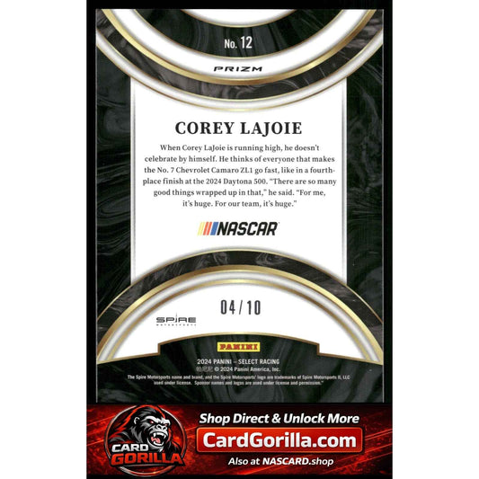 2024 Panini Select #12 Corey LaJoie American Pride Gold Prizms #/10