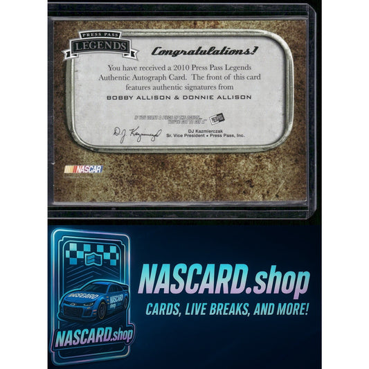 2010 Press Pass Legends Bobby Allison Donnie Allison Family Autographs #01/25 - NASCARD.shop