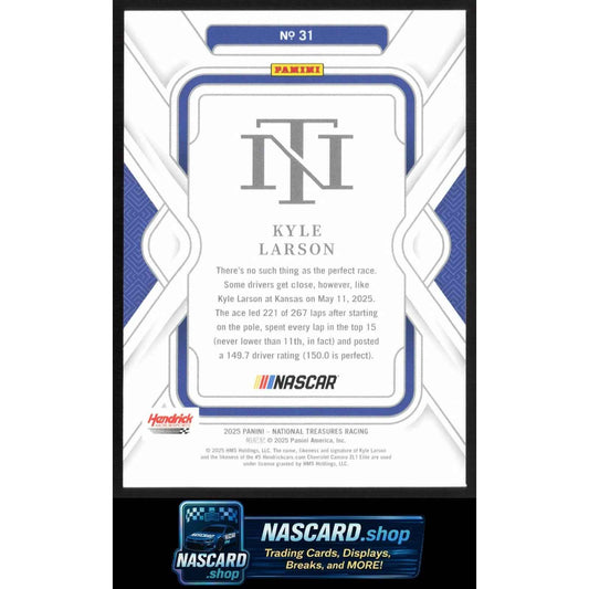 2025 Panini National Treasures #31 Kyle Larson Gold #01/15