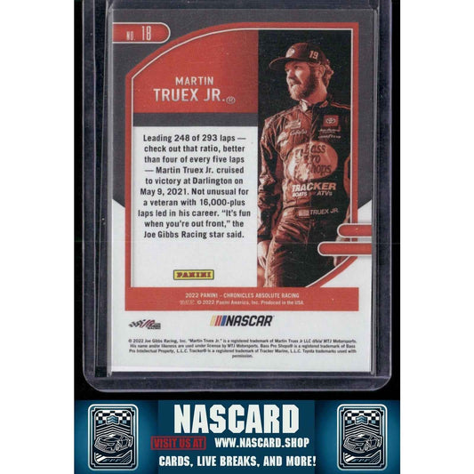 2022 Panini Chronicles #18 Martin Truex Jr. Absolute Gold #/10