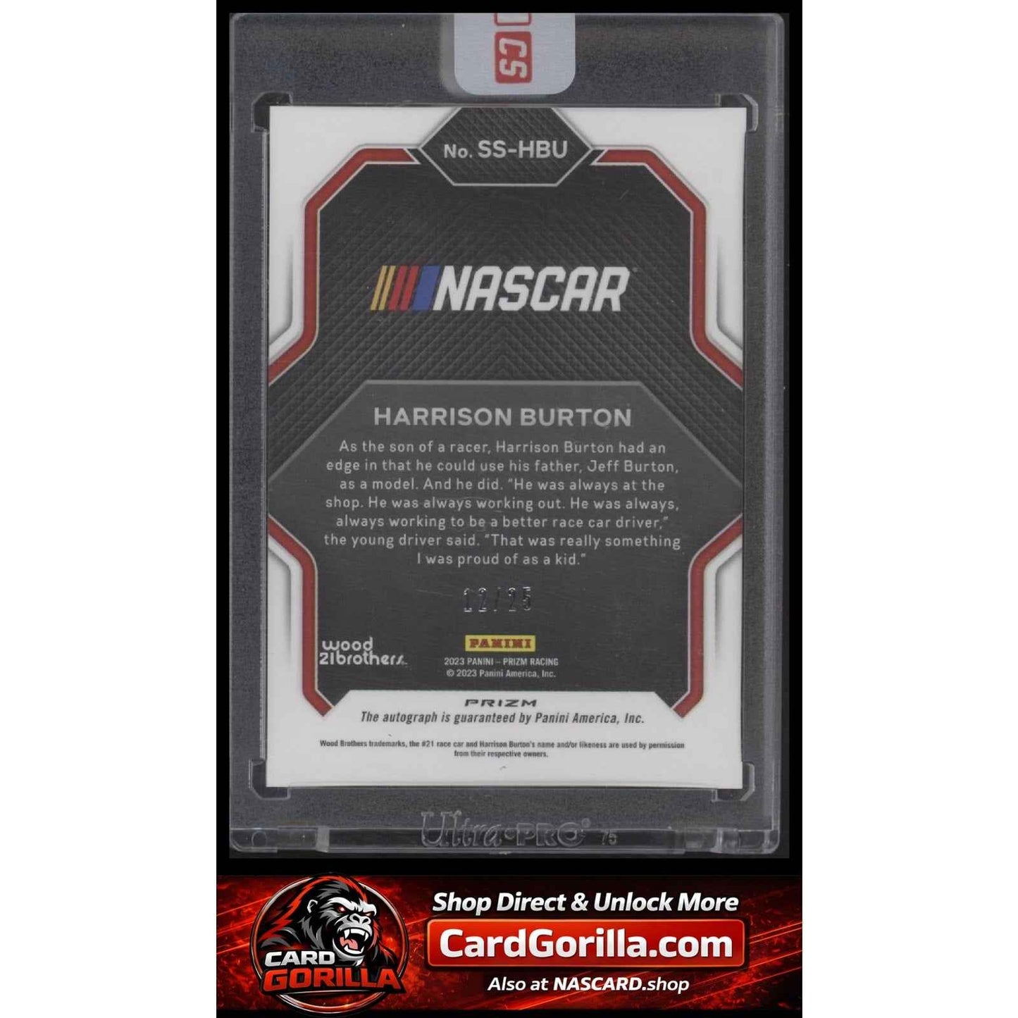 2023 Prizm Harrison Burton Spotlight Signatures Hyper Prizm Purple Yellow /25