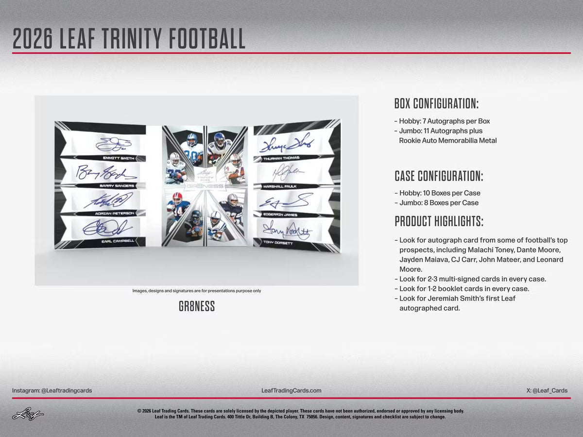 2026 Leaf Trinity Football Hobby Box
