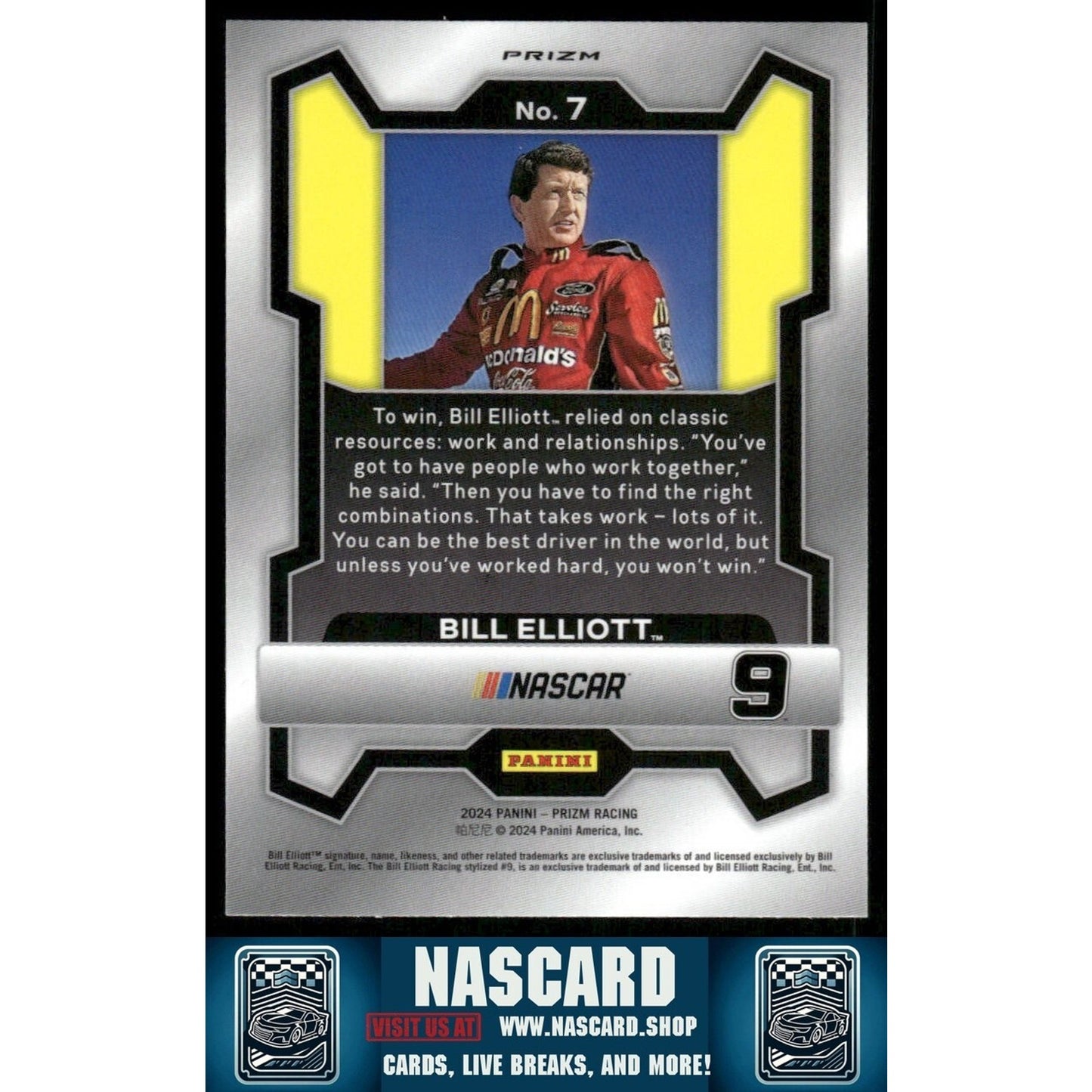 2024 Panini Prizm - Bill Elliott #7 White Sparkle Prizm