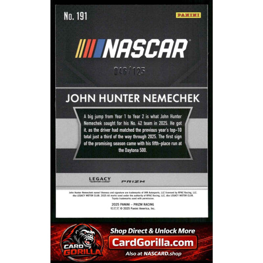 2025 Panini Prizm #191 John Hunter Nemechek Orange Wave #/125