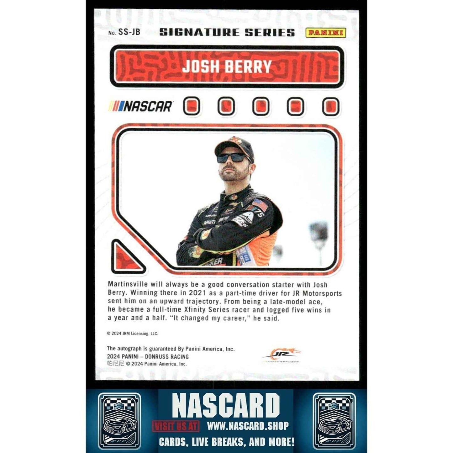 2023 Panini Donruss NASCAR - Signature Series Gold Josh Berry #SS-JB 04/10 (AU)