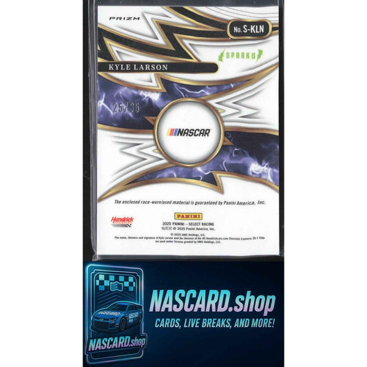 2025 Panini Select #S-KLN Kyle Larson Sparks Blue Prizms #/35