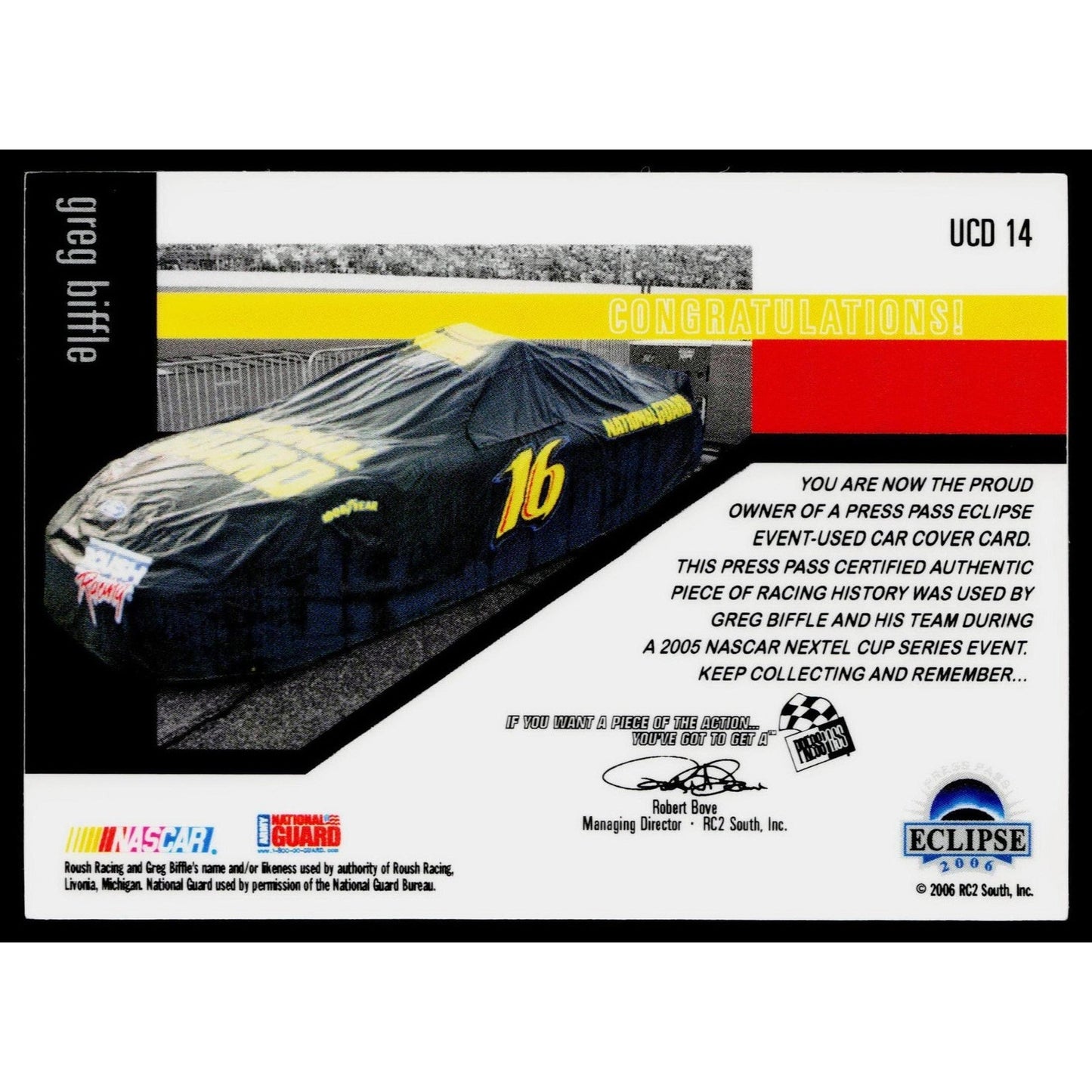 2006 Press Pass Eclipse #UCD 14 Greg Biffle Under Cover Drivers Red #/225