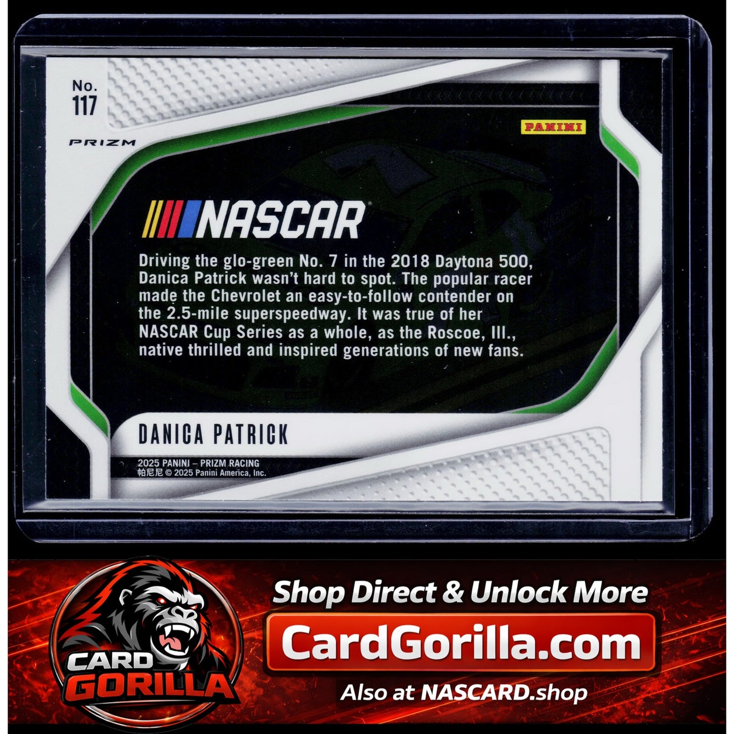2025 Panini Prizm #117 Danica Patrick White Sparkle