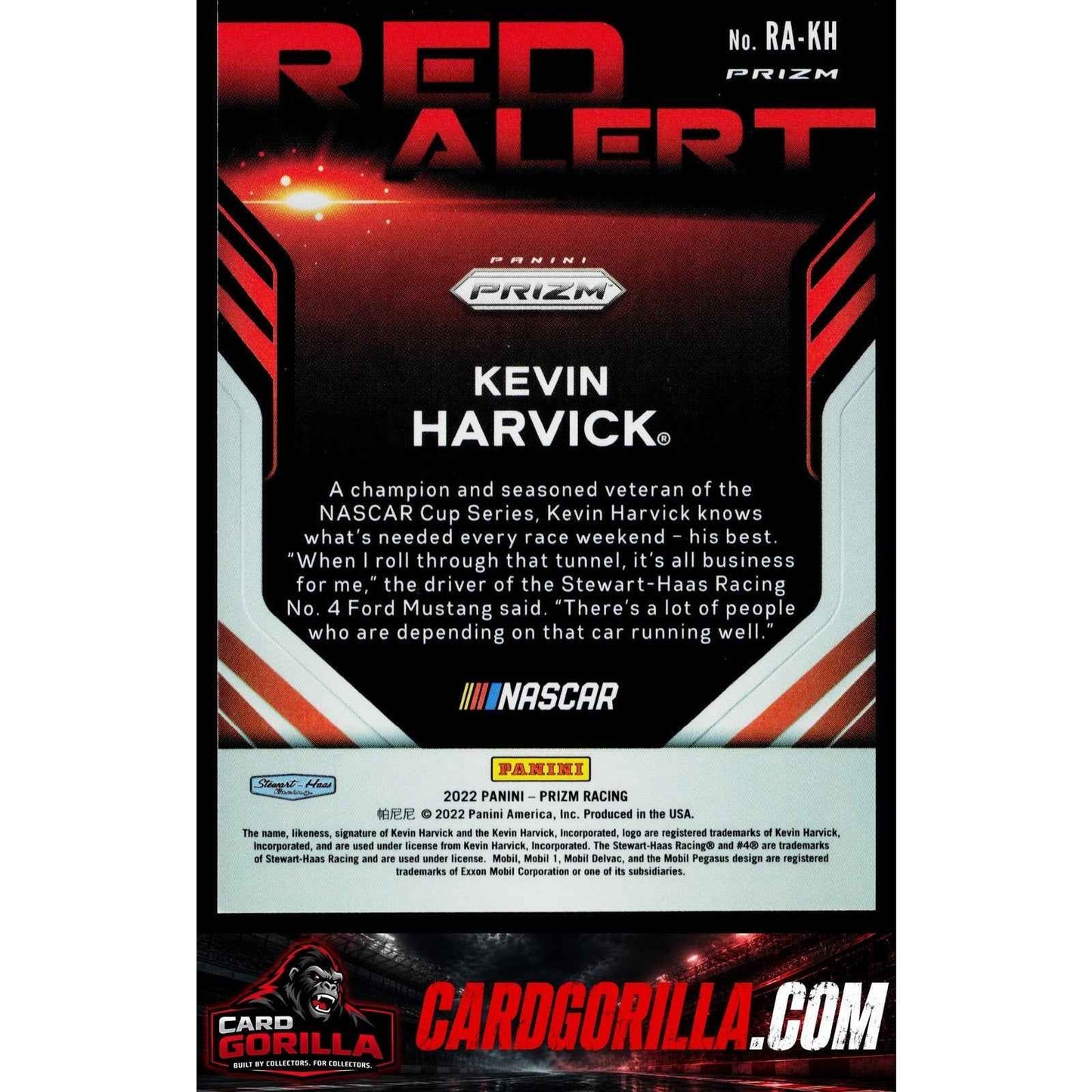 2022 Panini Prizm #RA-KH Kevin Harvick Red Alert