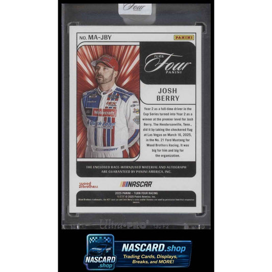 2025 Panini Turn Four #MA-JBY Josh Berry Memorabilia Autographs Blue #/49