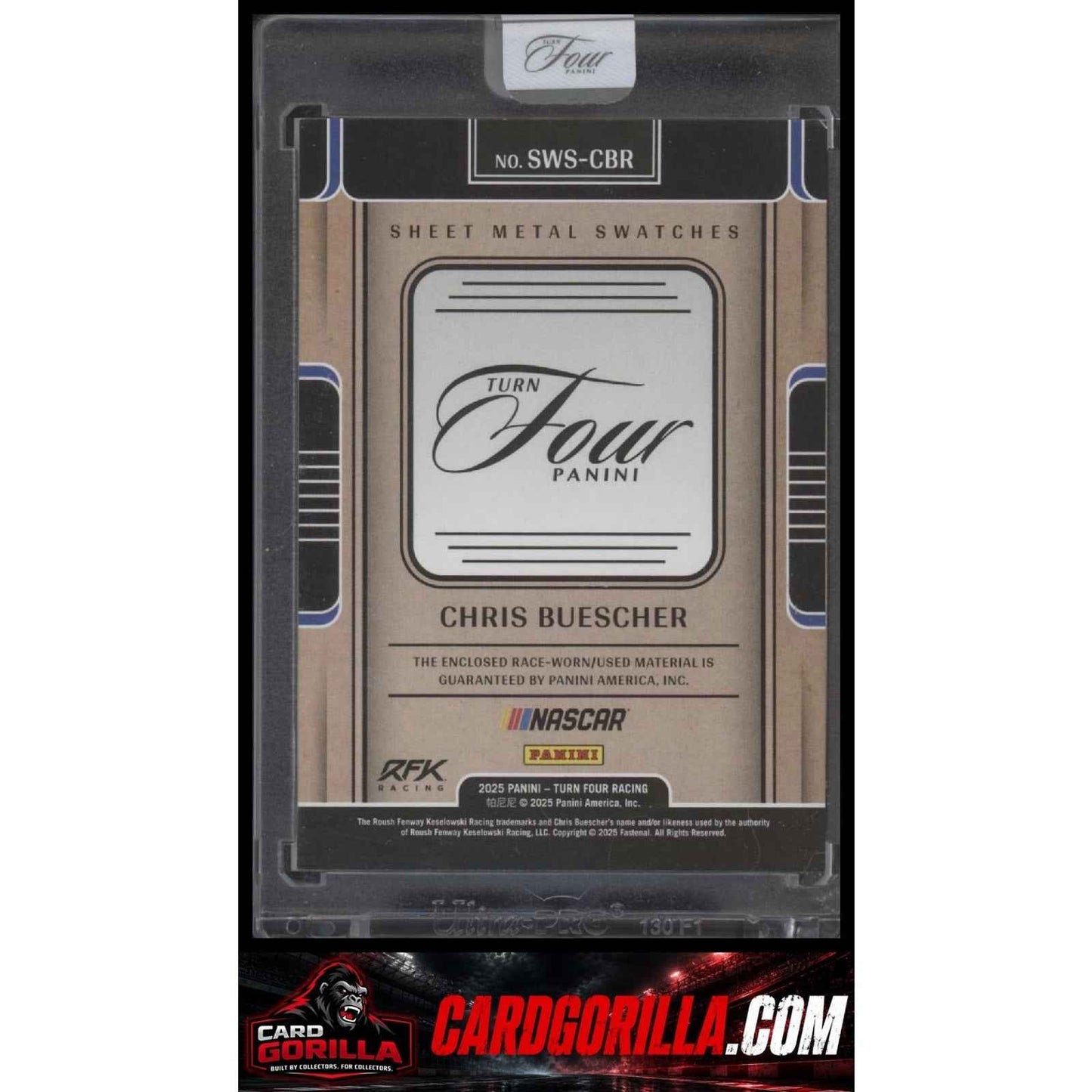 2025 Panini Turn Four #SWS-CBR Chris Buescher Sheet Metal Swatches #/99