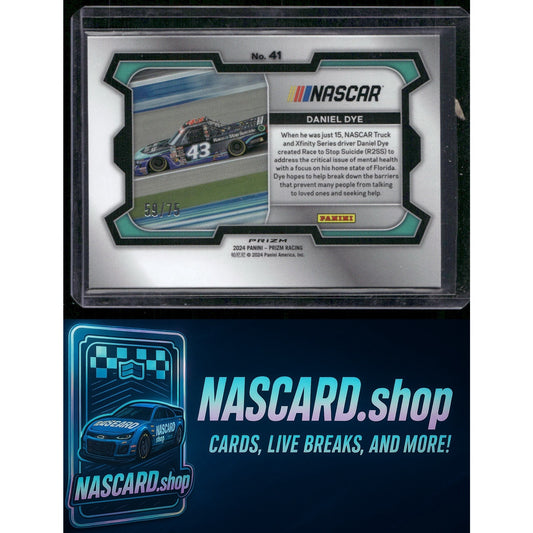 2024 Panini Prizm #41 Daniel Dye Checkered Flag #/75