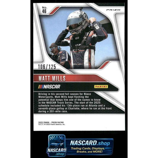 2025 Panini Prizm #46 Matt Mills Orange Wave #/125