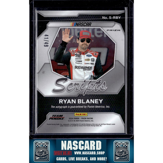 2024 Panini Prizm #S-RBY Ryan Blaney Scripts Blue #/49 - NASCARD.shop