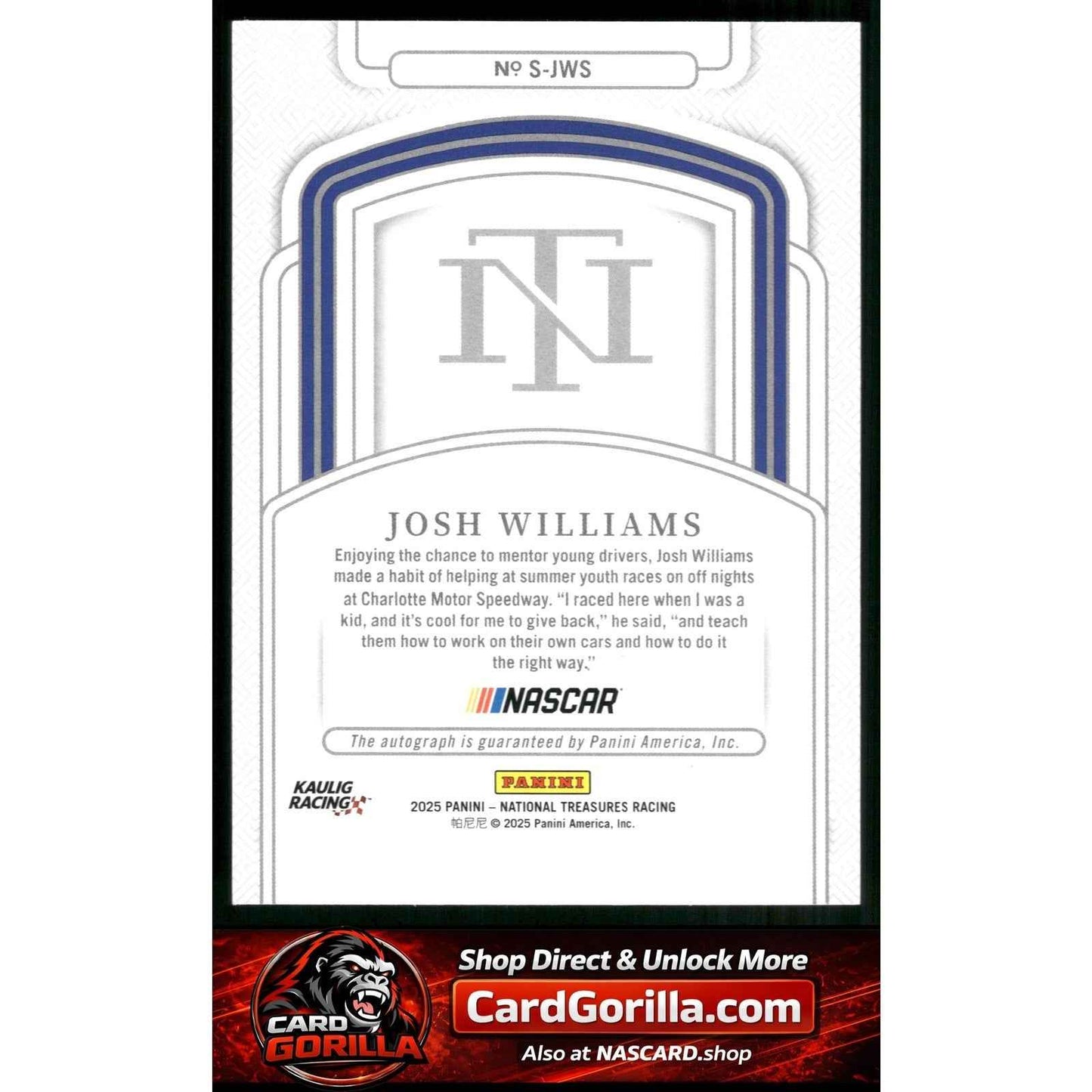 2025 Panini National Treasures #S-JWS Josh Williams Signatures Holo Silver #/25